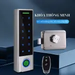 Khóa cổng vân tay, mã số, thẻ từ không dây chốt ngang